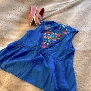 Time and true sleeveless cotton blouse